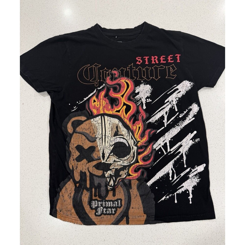 Southpole Black Vintage Y2K Graphic T Men's Size Medium Short Sleeve Primal Fear